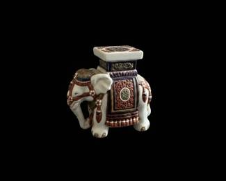 Hollywood Regency Ceramic Elephant Garden Stool/Planter