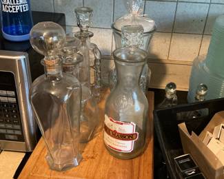 Assorted Glass Decanters and Bottles