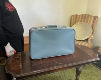 Vintage Blue Hard-Sided Suitcase