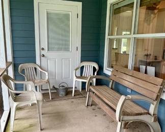 LAWN CHAIRS, BENCH