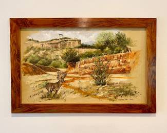 ORIGINAL ART ON HIDE PAINTED BY LOCAL ARTIST DOREEN VAIL 2017