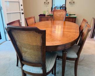 Dining table and chairs, pristine condition. One chair needs repair