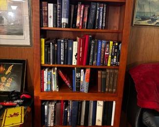 Solid book shelf with lights inside top