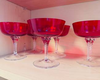 Vintage barware, ruby red sherbert glasses