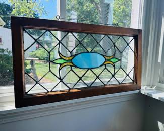 Antique stained glass panel window