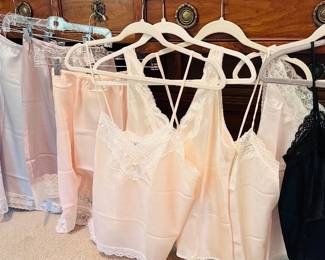 Vintage Christian Dior silk and lace negligee tops and slips
