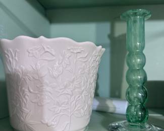 Lenox planter, blown glass vase