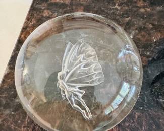 Lalique Fairy etched bubble paperweight