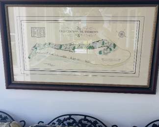 Framed art print map of the Old Course St. Andrews