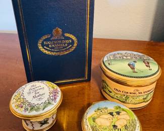 Collection of Halcyon Days enamel trinket boxes