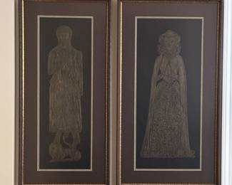 Rubbings done in Westminster - Sir Robert de Bures and Mary Queen of Scots