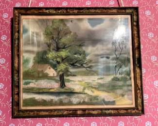 Antique framed original pastel in main house