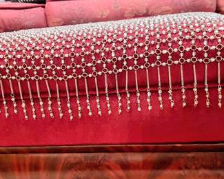 Large vintage metal mesh with beaded fringe in main house