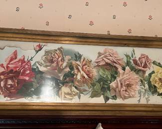 Vintage framed “yard long” floral print in main house