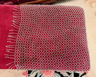 Large vintage metal mesh with beaded fringe in main house