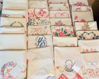 Vintage pillowcases with embroidery in main house
