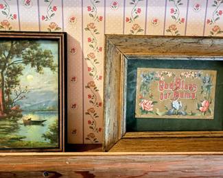 Vintage framed prints in main house