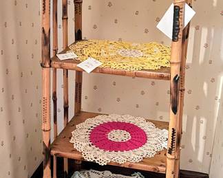Vintage bamboo four tier shelf in main house