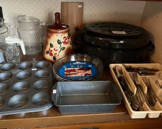 Baking pans, cookie jar, etc., in main house