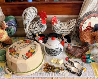 Decorative chicken themed items in main house