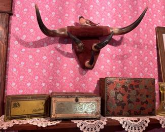 Antique mounted bull/steer horns in the main house