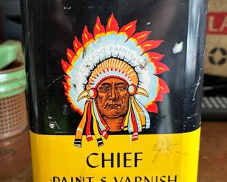 Vintage paint thinner can in main house