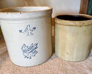 Antique crocks in the guest house