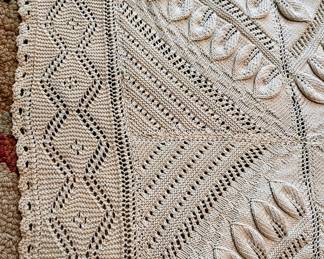Close up of vintage crocheted bedspread in main house