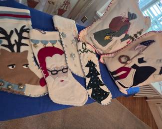 Designer made Christmas stocking and pillows