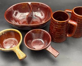Brown Stoneware 5 Pc Set