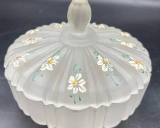 Hand Painted Frosted Glass Candy Bowl