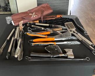 Barbecue Grill Accessories and Hatchet