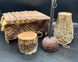 Vintage Hand Carved African Musical Instruments