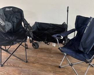 Folding Wagon, 2 Folding Chairs And Bags