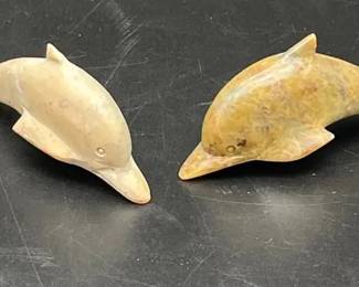 Hand Carved Stone Dolphins