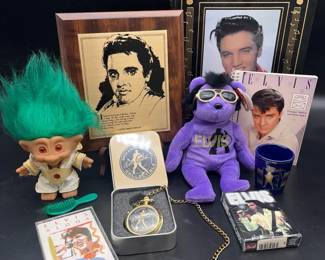 Elvis Collectible Book Of Pictures Celebration Of Life, Ty Beanie Baby, Plaque And More