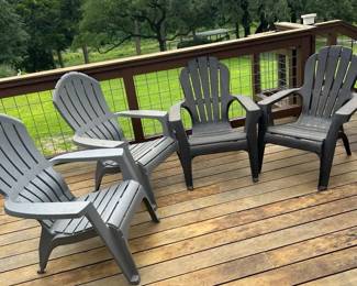 Lot Of 4 Plastic Adirondack Chairs 2 Light Gray 2 Dark Gray