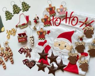 Collection Of various vintagestyle wooden Christmas ornaments