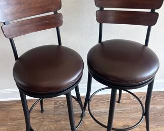 Barstools 2 Swivel Metal And Wood