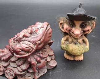 Vintage Troll Norway And Frog Figurine