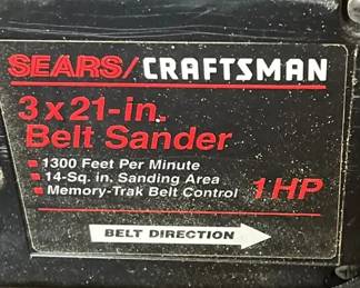 Sears Craftsman 3 X 21 Belt Sander 1HP