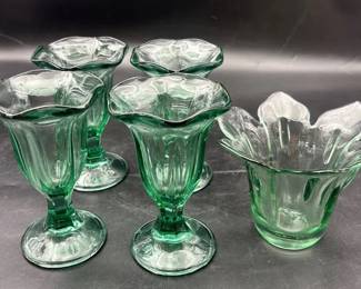 Recycled Tulip Ice cream Glasses 4 And Vase