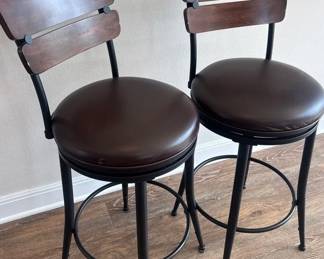 Barstools Swivel 2 Wood And Metal