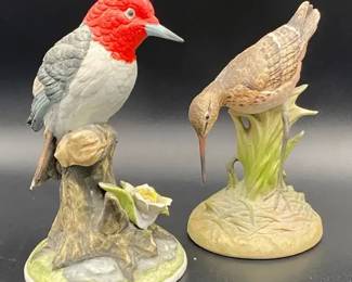 Gorham Sandpiper And Redheaded Woodpecker Figurines