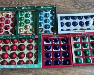 7 Boxes Of Vintage Glass Christmas Ornaments Assorted Color