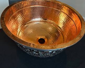 Thompson Trader Copper Bowl Sink With Mosaic Exterior