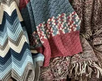 Lot Of 3 Crocheted Baby Blankets