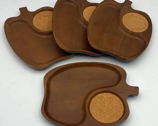 4 Vintage MidCentury Modern AppleShaped Snack Trays