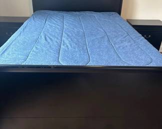 Queen Sleigh Bed Dark Wood