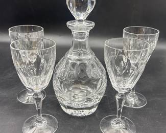 Wine Decanter Crystal And 4 Wine Glasses